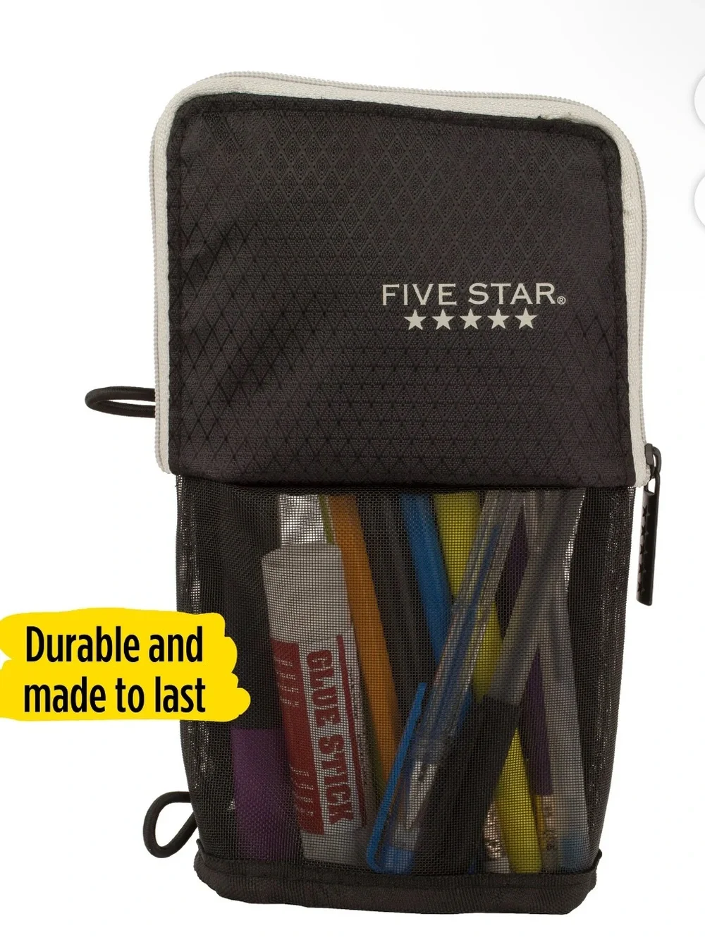 Five Star Black and Gray Stand ‘N Store Pencil Pouch